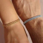 925 Ayar Gümüş Çift Bileklik | Unisex Örgü Zincir Bileklik Seti