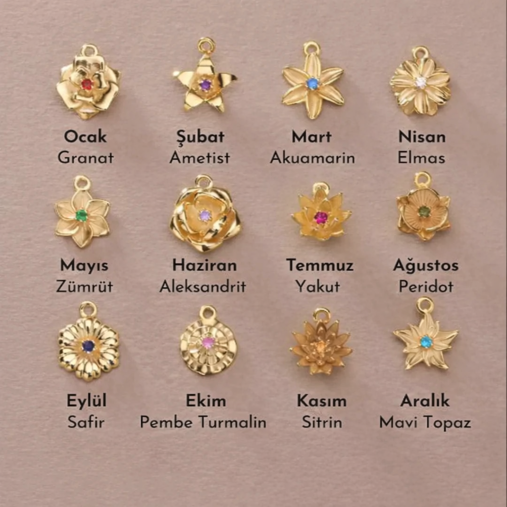 925 Ayar Gümüş Doğum Ayı Çiçeği 3D Kolye