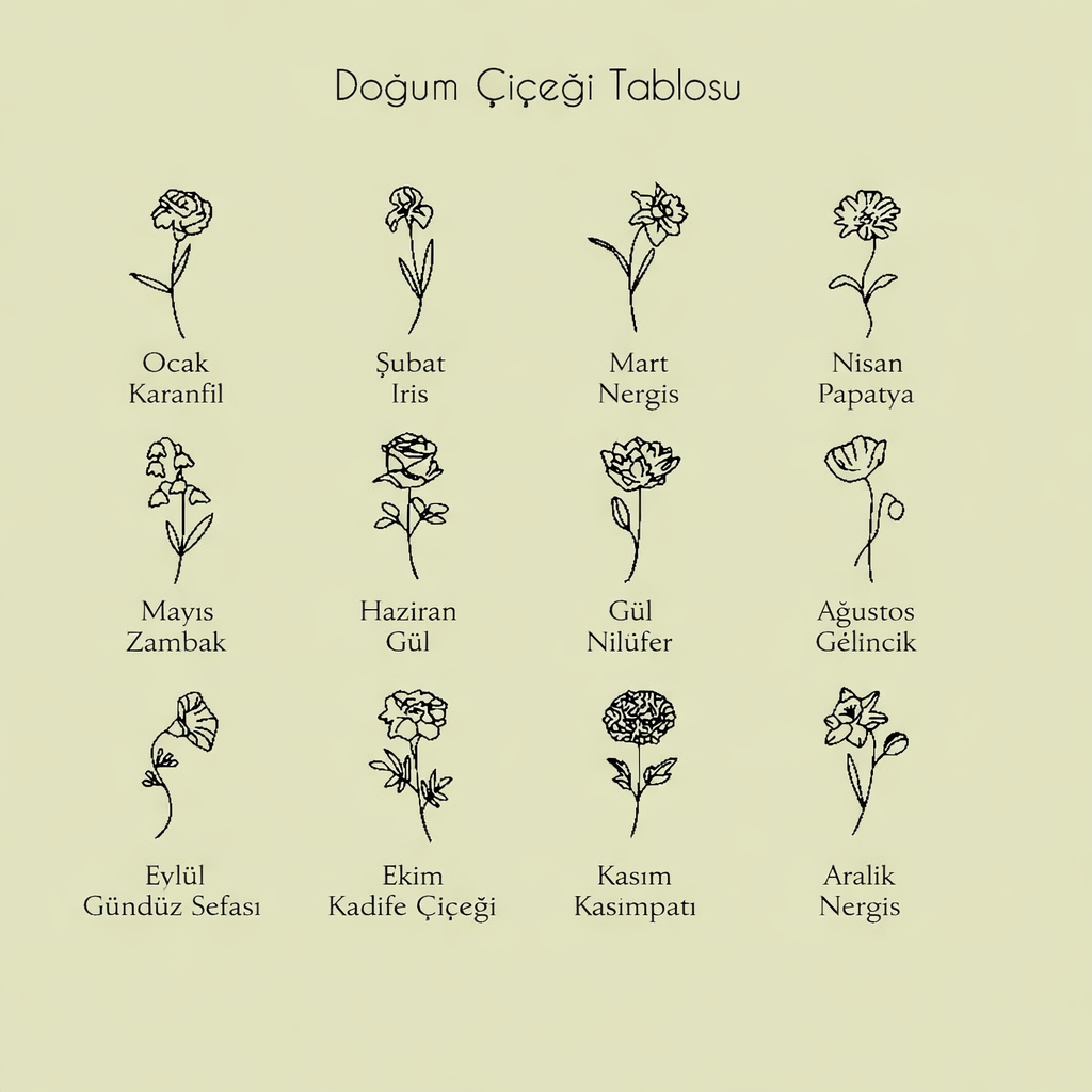 Doğum Ayı Çiçekli Kolye