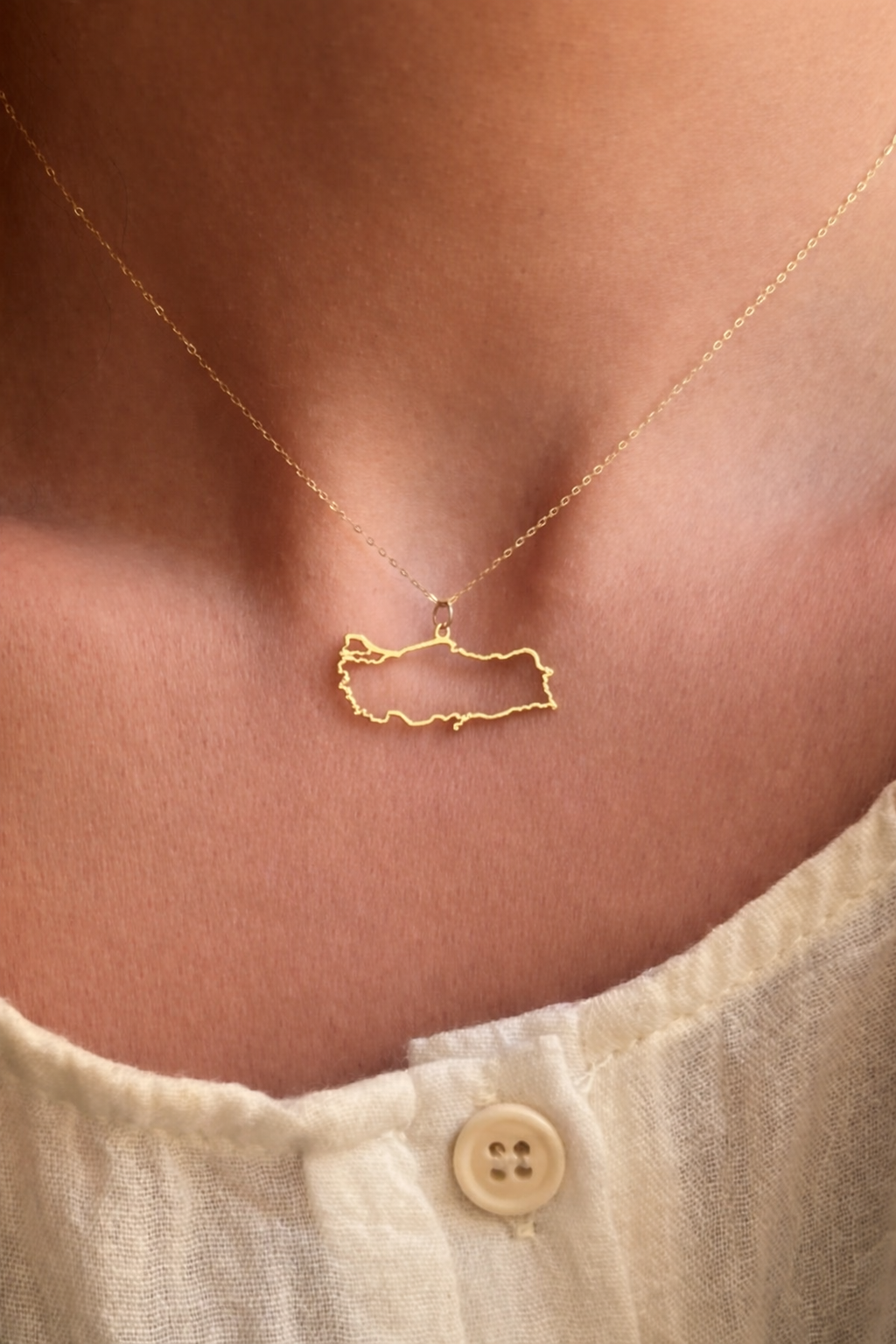 925 Ayar Gümüş 14K Altın Kaplama Türkiye Haritası Kolye Minimal Kolye