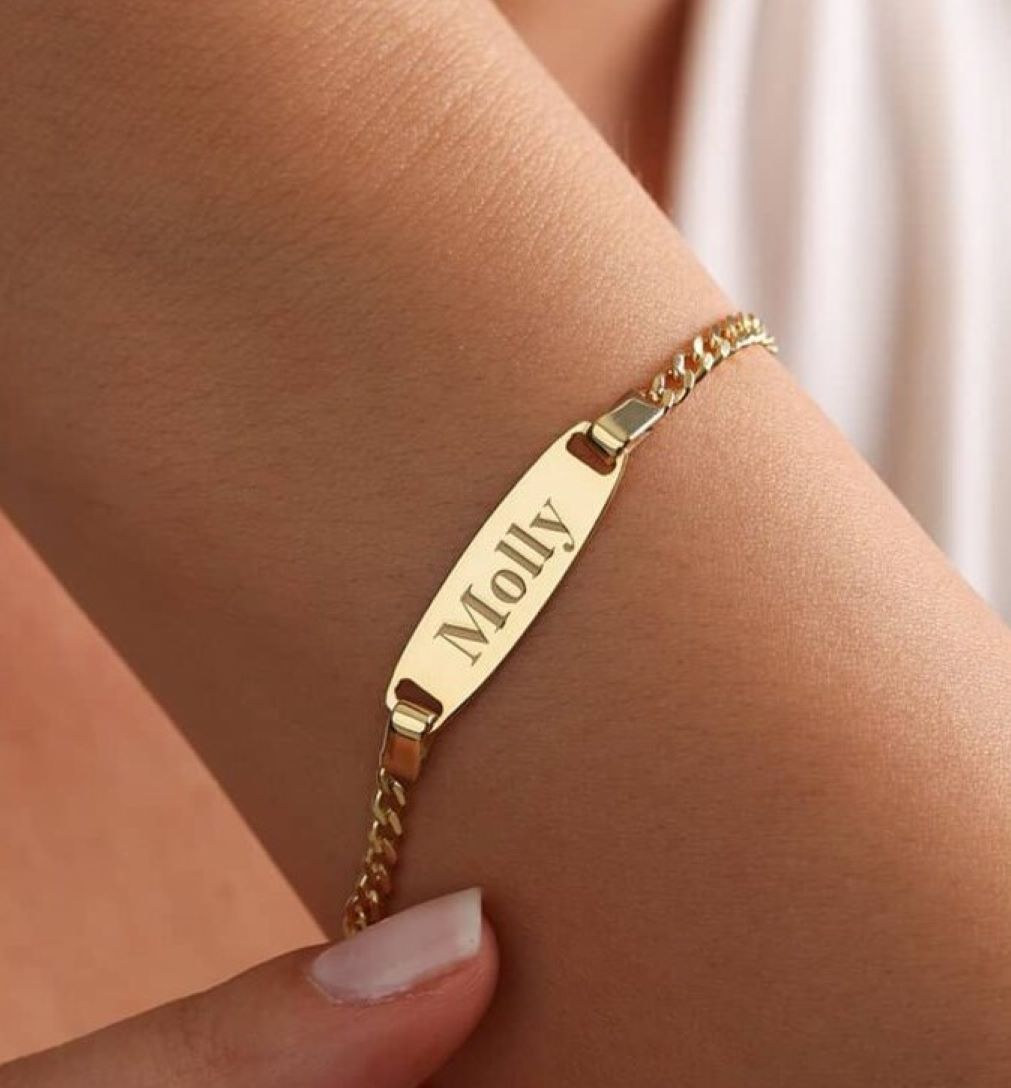 925 Ayar Gümüş İsimli Künye Bileklik | Kişiye Özel Yazılı Plaka Zincir Bileklik